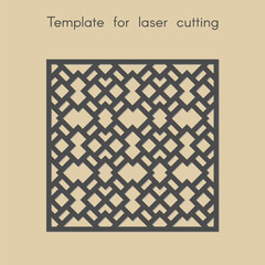 Template for laser cutting. Stencil for panels of wood, metal. Geometric pattern. Decorative wall. Square stand for cut