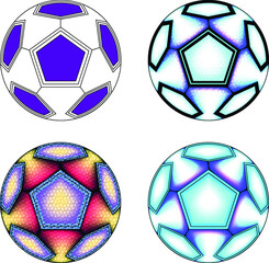 Set of icons of soccer balls. Vector graphics for logo design, avatars, sports.