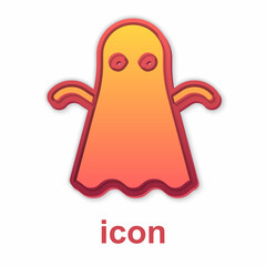 Gold Ghost icon isolated on white background. Happy Halloween party. Vector