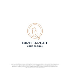 bird line logo design. modern bird target logo template.