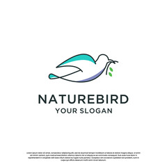 modern bird line logo design. minimalist bird logo template.