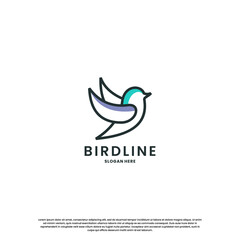 modern bird line logo design. minimalist bird logo template.