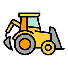 Excavator tractor icon outline vector. Farm machinery. Field vehicle