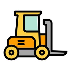 Forklift machine icon outline vector. Farm machine. Combine vehicle