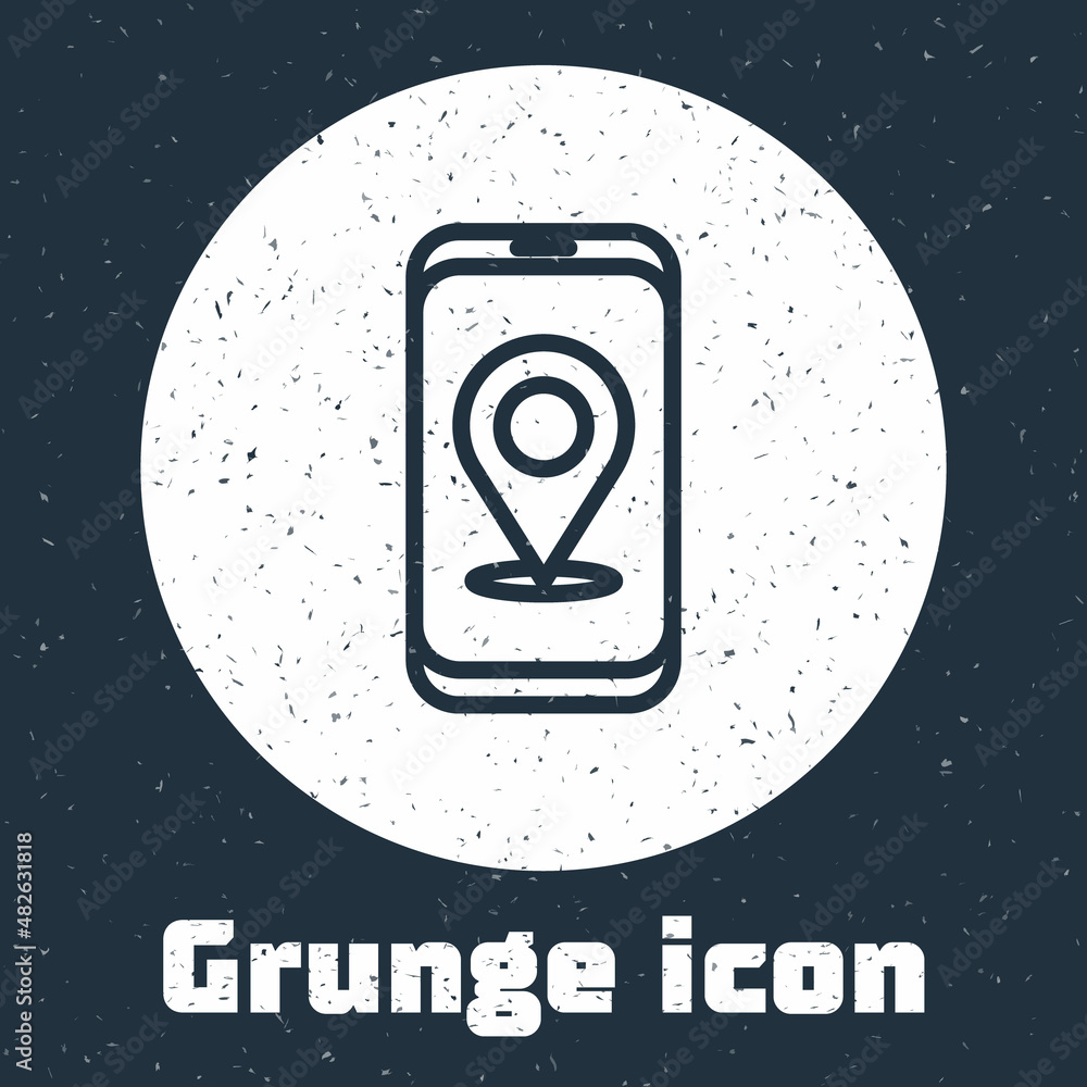 Aufkleber grunge line infographic of city map navigation icon isolated on grey background. mobile app interfac