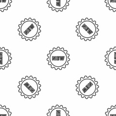 Grey line Price tag with an inscription New icon isolated seamless pattern on white background. Badge for price. Promo tag discount. Vector Illustration