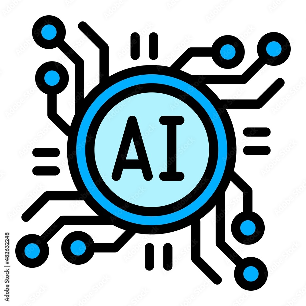 Poster digital ai icon outline vector. artificial brain. network machine