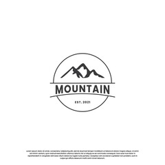 retro mountain logo design template. hill explore adventure logo vintage.