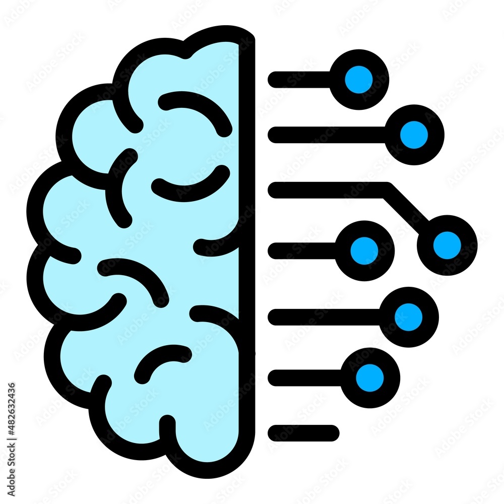 Poster science ai icon outline vector. artificial brain. network machine