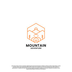 retro mountain logo design template. hill explore adventure logo vintage.