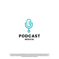 podcast medical, healing discussion logo design template