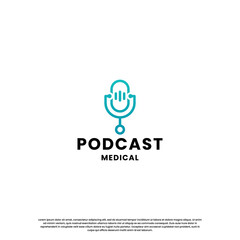 podcast medical, healing discussion logo design template