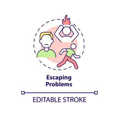 Escaping problems concept icon. Infantile behavior. Ignoring current issues abstract idea thin line illustration. Isolated outline drawing. Editable stroke. Arial, Myriad Pro-Bold fonts used
