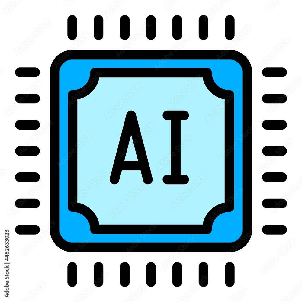 Poster ai processor icon outline vector. artificial brain. machine digital