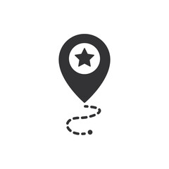 Map pin icon with star and route symbol vector illustration.
