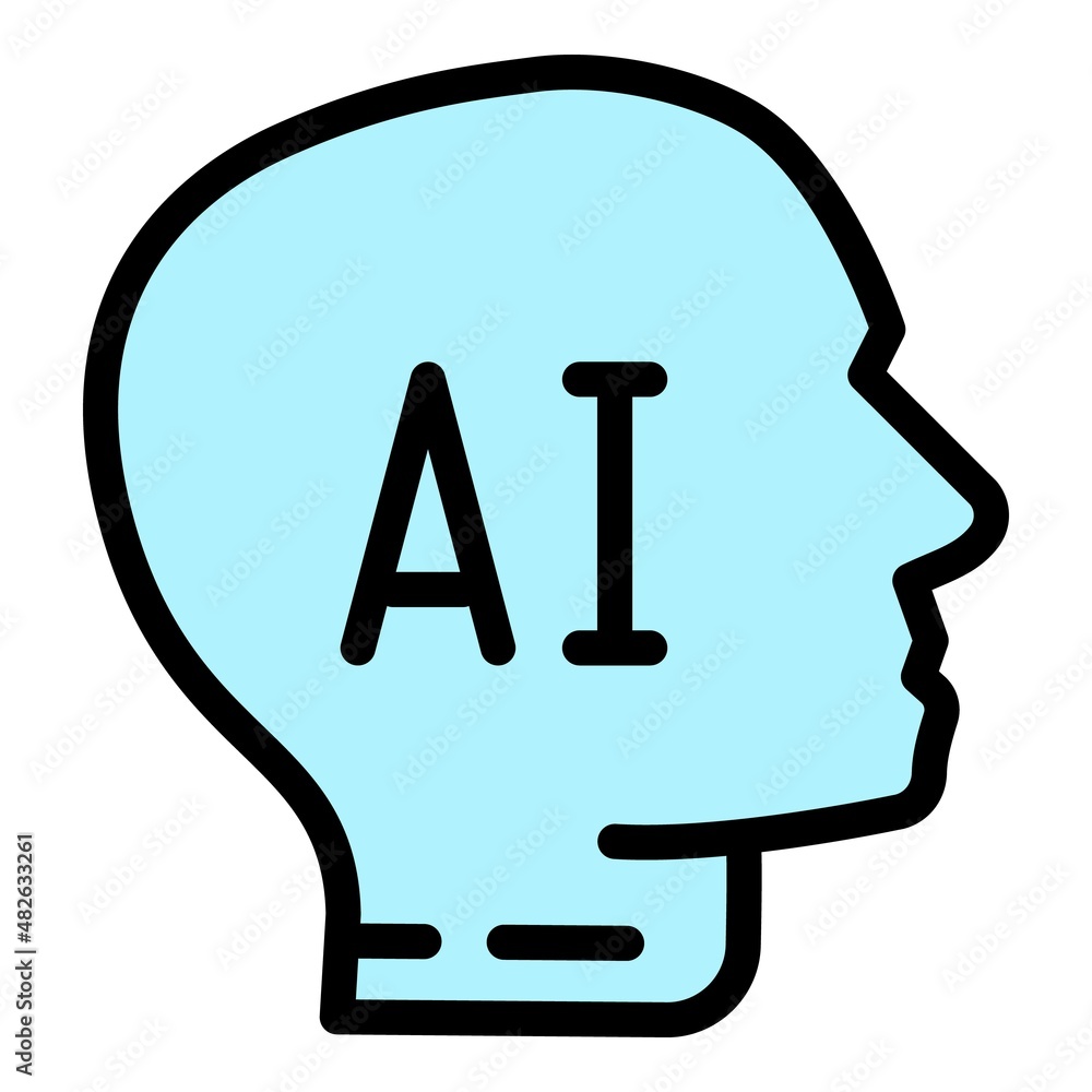 Poster ai robot icon outline vector. artificial brain. digital circuit