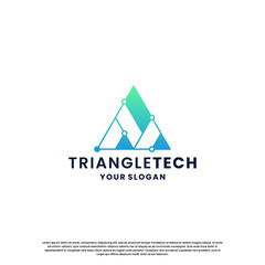 Fototapeta premium abstract logo for technology. triangle shape and connection circuit concept