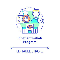 Inpatient rehab program concept icon. Compulsive gambling overcoming abstract idea thin line illustration. Isolated outline drawing. Editable stroke. Arial, Myriad Pro-Bold fonts used