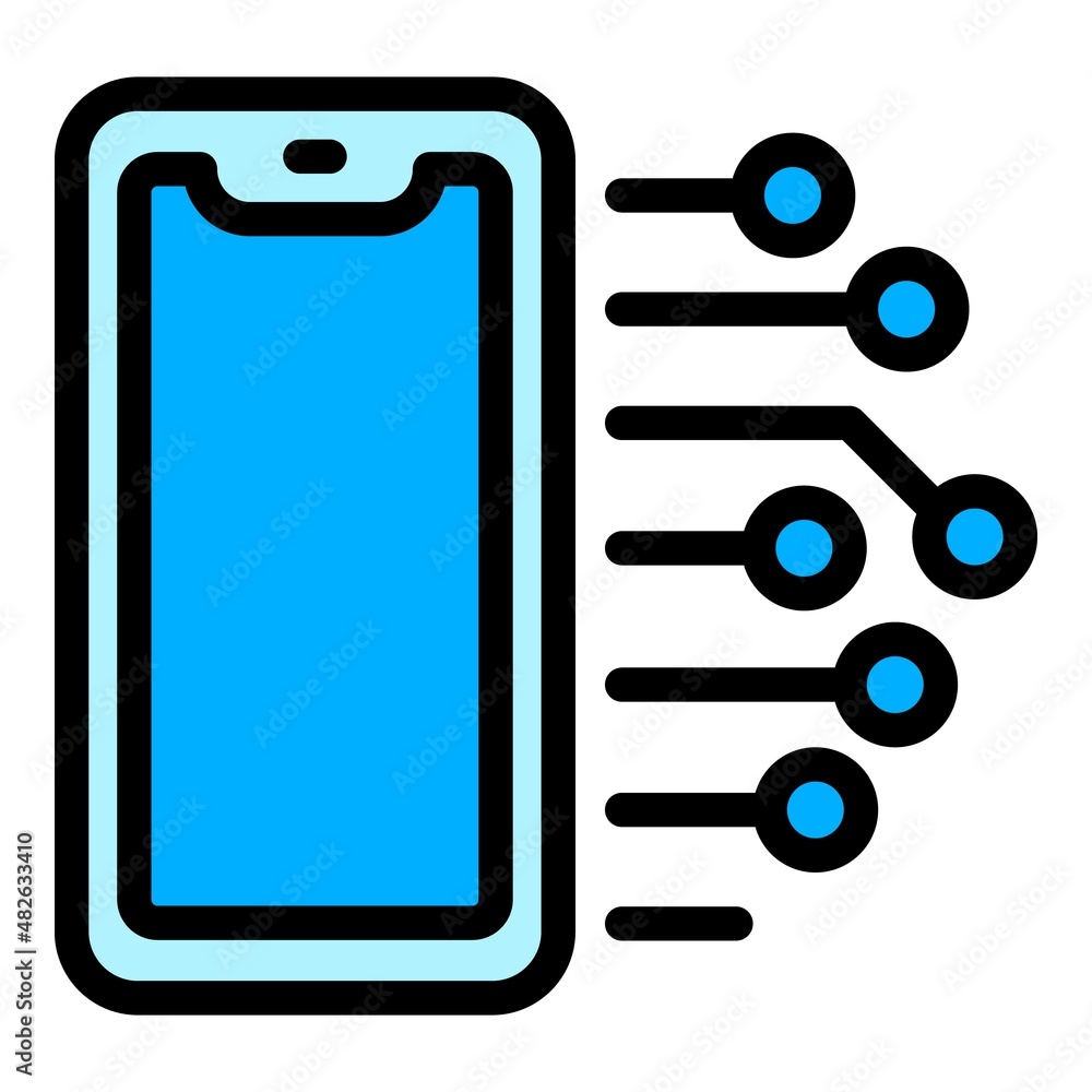 Poster smartphone ai icon outline vector. artificial brain. machine digital