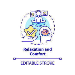 Relaxation and comfort concept icon. Interesting hobby. Gambling positive side abstract idea thin line illustration. Isolated outline drawing. Editable stroke. Arial, Myriad Pro-Bold fonts used