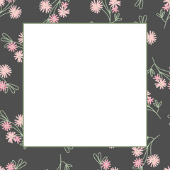 Floral vintage square frame. Vector illustration.