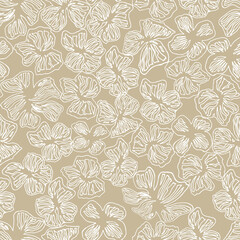 vector seamless pattern flowers with leaves. Botanical illustration for wallpaper, textile, fabric, clothing, paper, postcards