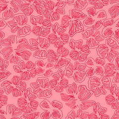 vector seamless pattern flowers with leaves. Botanical illustration for wallpaper, textile, fabric, clothing, paper, postcards