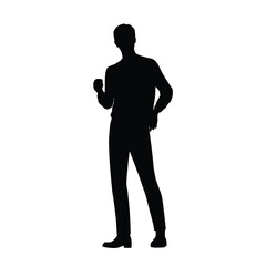 Vector silhouette of a man standing, businessman, black color, isolated on a white background