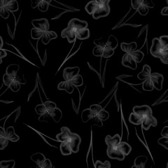 seamless pattern slate pencil drawing flowers background