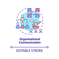 Organizational communication concept icon. Business conversation type abstract idea thin line illustration. Team meeting. Isolated outline drawing. Editable stroke. Arial, Myriad Pro-Bold fonts used