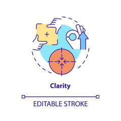 Clarity concept icon. Business communication essential abstract idea thin line illustration. Easy-to-understand message. Isolated outline drawing. Editable stroke. Arial, Myriad Pro-Bold fonts used