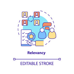 Relevancy concept icon. Exchange relevant information abstract idea thin line illustration. Professional communication. Isolated outline drawing. Editable stroke. Arial, Myriad Pro-Bold fonts used