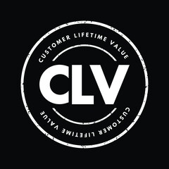 CLV - Customer Lifetime Value acronym text stamp, business concept background