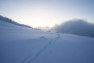 Snowy winter mountain landscape in the Western Tatras.