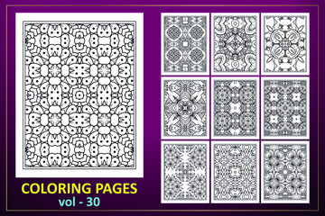 Mandala KDP coloring page design. Coloring page mandala background. Black and white floral coloring book pattern.