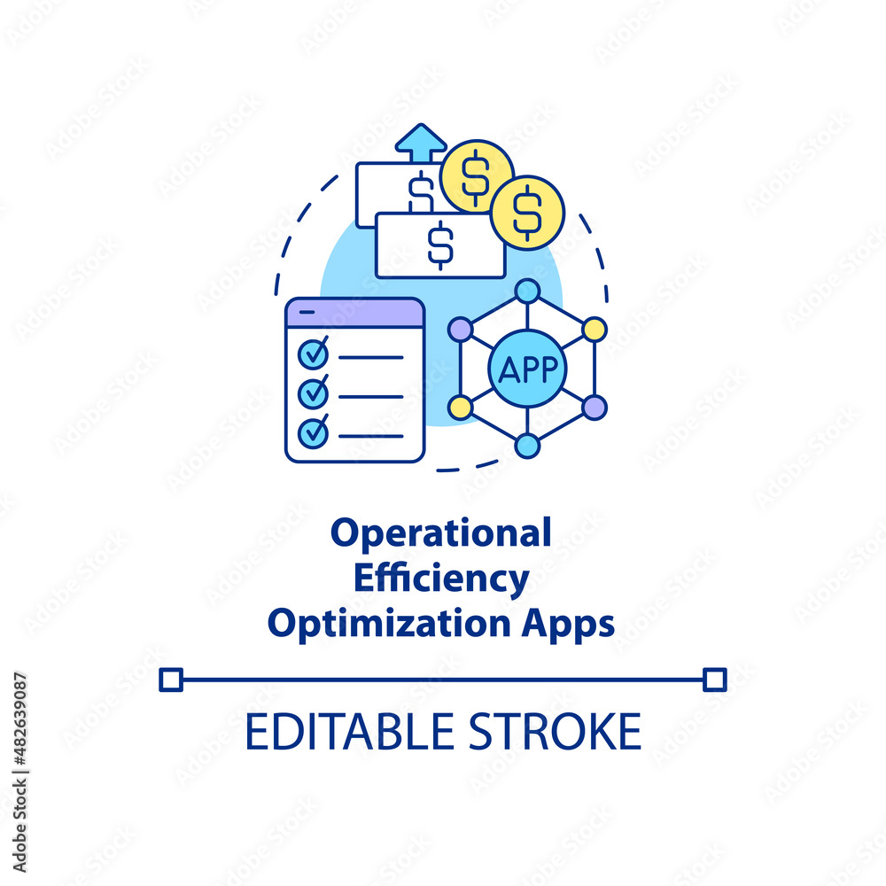 Aufkleber operational efficiency concept icon. increase income from app. optimization apps abstract idea thin 