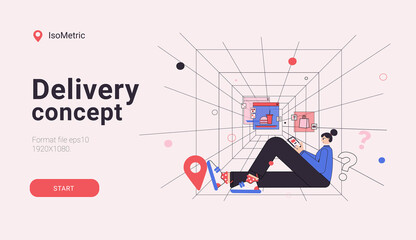 VR store. Food delivery. Food order online. New reality. Remote order of food
