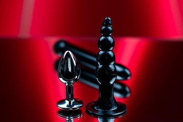 erotic bdsm toys for intimate sex games metal and black silicone butt plug with sections