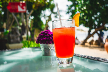 Colourful cocktail at beachside bar in Bali