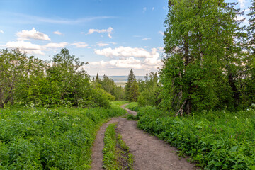 Fototapeta na wymiar Beautiful view from the Zyuratkul ridge. Zyuratkul national Park, Chelyabinsk region, Russia.