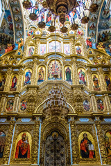 Fototapeta na wymiar Kyevo-Pecherschka Lavra, altar inside the Dormition cathedral, Upper Lavra, Kiev (Kyiv), Ukraine