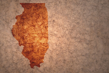 map of illinois state on a old vintage crack paper background