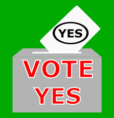 ballot box, inserting paper with a decision yes or no, democratic elections