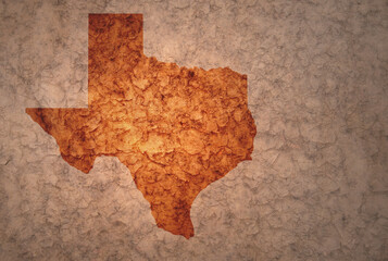 map of texas state on a old vintage crack paper background