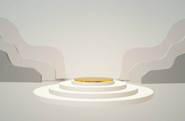 Gray circle podium for staging a 3D illustration product.