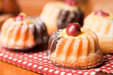Muffing with cherry dessert cake - 482642032