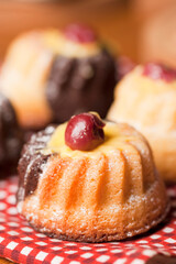 Muffing with cherry dessert cake - 482642034