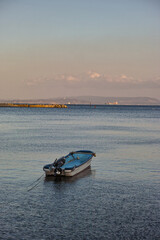 Naklejka premium Evening Sea and Floating Ships