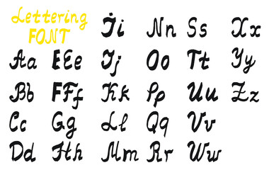 Hand-drawn alphabet. Lettering alphabet in vector.
Bold hand-drawn letters.