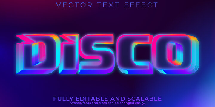 Disco text effect, editable neon and club text style